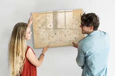 Mapa-múndi vintage quadro magnético para escrever