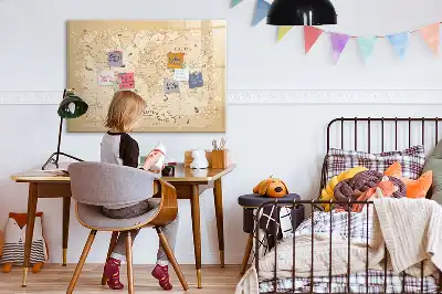 Mapa-múndi vintage quadro magnético para escrever