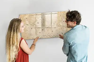 Mapa-múndi vintage quadro magnético para escrever