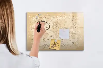 Mapa-múndi vintage quadro magnético para escrever