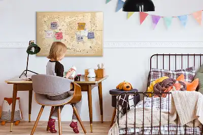 Mapa-múndi vintage quadro magnético para escrever