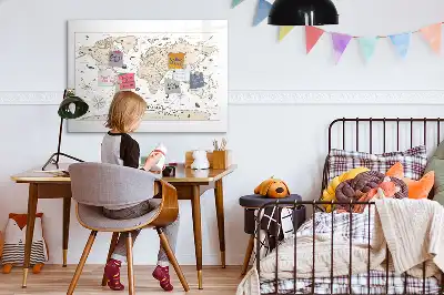 Mapa-múndi vintage com quadro magnético para desenhar