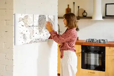 Mapa-múndi vintage com quadro magnético para desenhar