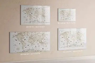 Mapa-múndi vintage com quadro magnético para desenhar