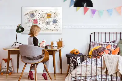 Mapa-múndi vintage com quadro magnético para desenhar