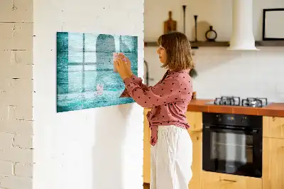 Quadro magnético para escrever em madeira azul antiga