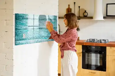 Quadro magnético para escrever em madeira azul antiga