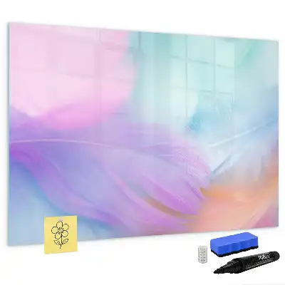 Quadro magnético para desenhar com estampas de penas coloridas