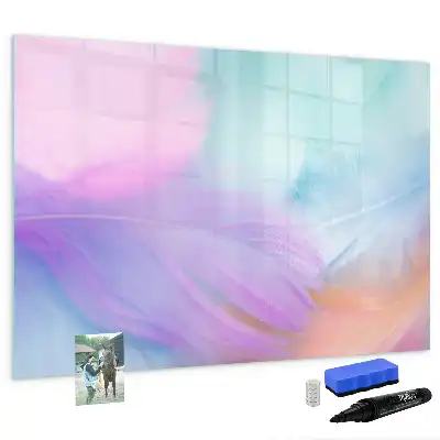 Quadro magnético para desenhar com estampas de penas coloridas
