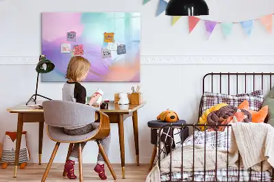 Quadro magnético para desenhar com estampas de penas coloridas