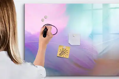 Quadro magnético para desenhar com estampas de penas coloridas