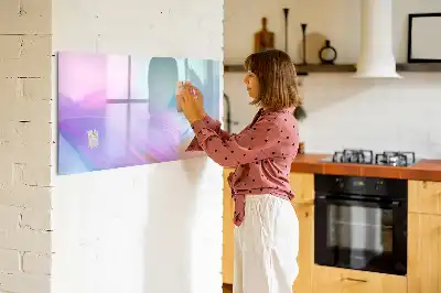 Quadro magnético para desenhar com estampas de penas coloridas