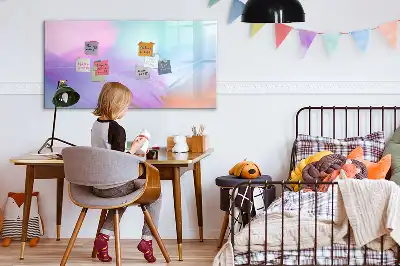 Quadro magnético para desenhar com estampas de penas coloridas