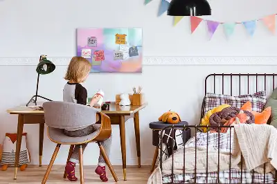 Quadro magnético para desenhar com estampas de penas coloridas