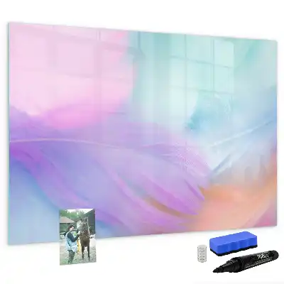 Quadro magnético para desenhar com estampas de penas coloridas