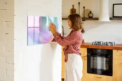 Quadro magnético para desenhar com estampas de penas coloridas