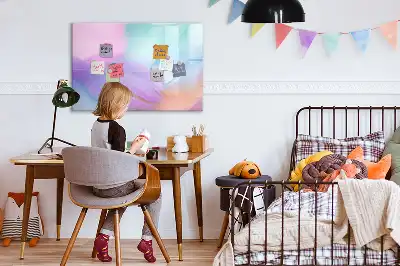 Quadro magnético para desenhar com estampas de penas coloridas