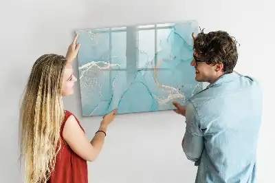 Quadro magnético para escrita com acabamento em mármore decorativo