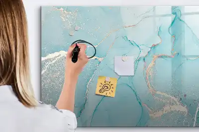 Quadro magnético para escrita com acabamento em mármore decorativo