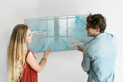 Quadro magnético para escrita com acabamento em mármore decorativo