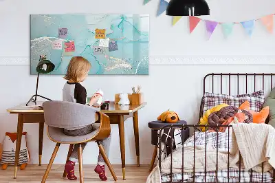 Quadro magnético para escrita com acabamento em mármore decorativo