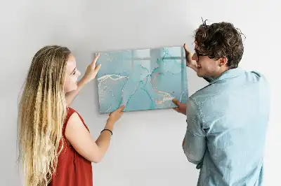 Quadro magnético para escrita com acabamento em mármore decorativo