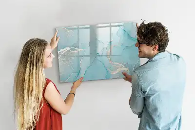 Quadro magnético para escrita com acabamento em mármore decorativo