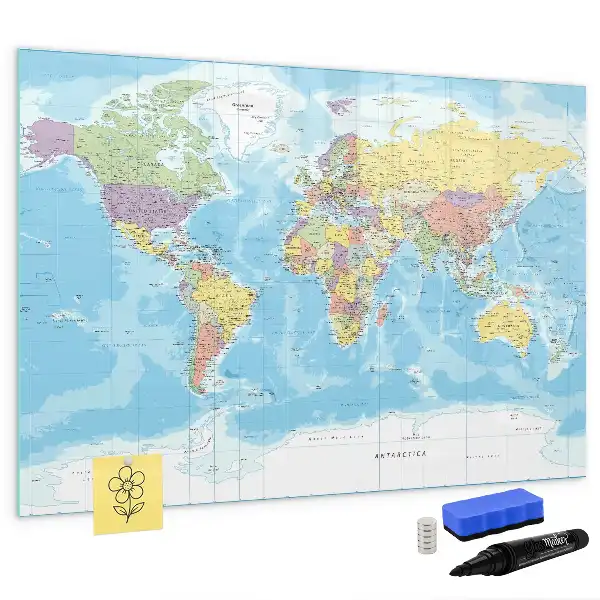 Mapa-múndi político quadro para desenhar magnético