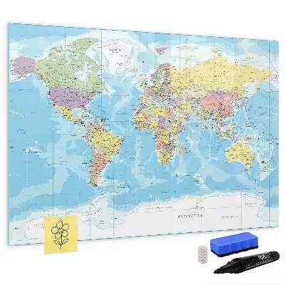 Mapa-múndi político quadro para desenhar magnético