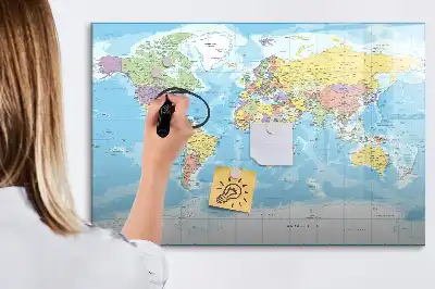 Mapa-múndi político quadro para desenhar magnético