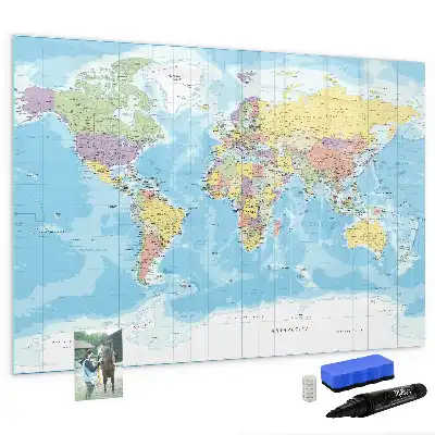 Mapa-múndi político quadro para desenhar magnético