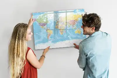 Mapa-múndi político quadro para desenhar magnético