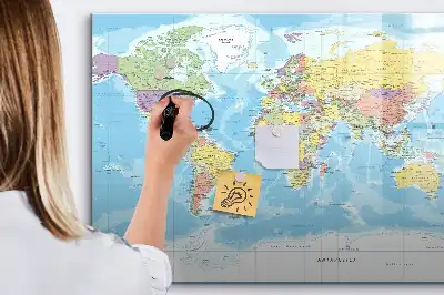 Mapa-múndi político quadro para desenhar magnético