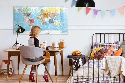 Mapa-múndi político quadro para desenhar magnético