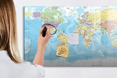 Mapa-múndi político quadro para desenhar magnético