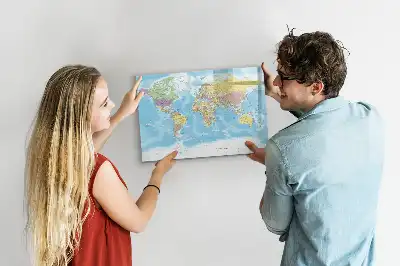 Mapa-múndi político quadro para desenhar magnético