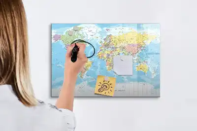 Mapa-múndi político quadro para desenhar magnético