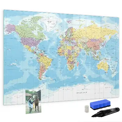 Mapa-múndi político quadro para desenhar magnético