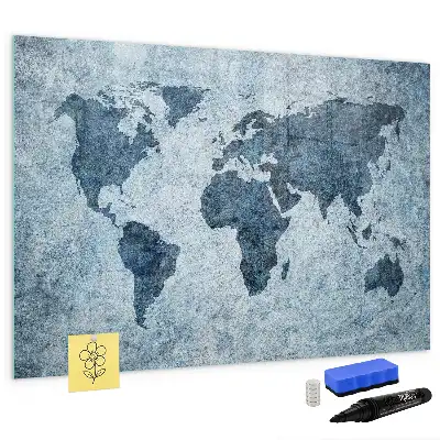 Quadro magnético para desenhar com estampa de mapa-múndi