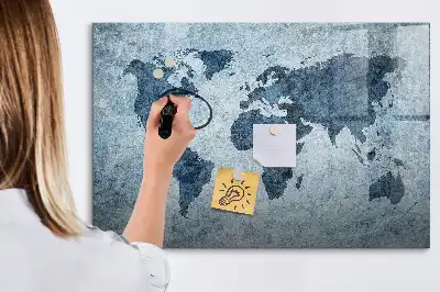 Quadro magnético para desenhar com estampa de mapa-múndi