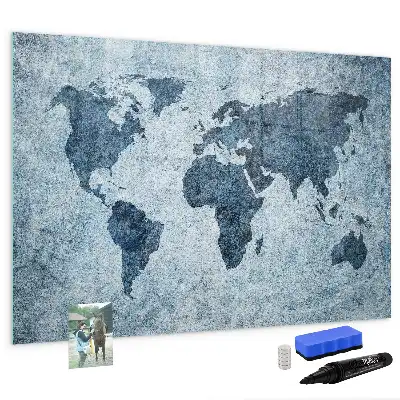 Quadro magnético para desenhar com estampa de mapa-múndi