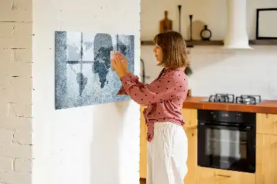 Quadro magnético para desenhar com estampa de mapa-múndi