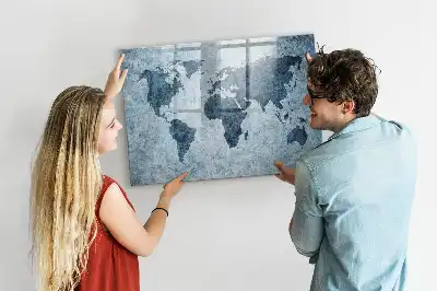 Quadro magnético para desenhar com estampa de mapa-múndi