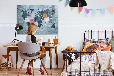 Quadro magnético para desenhar com estampa de mapa-múndi