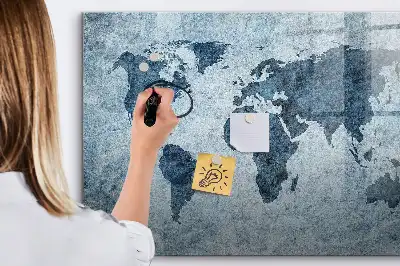 Quadro magnético para desenhar com estampa de mapa-múndi