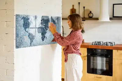 Quadro magnético para desenhar com estampa de mapa-múndi