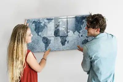 Quadro magnético para desenhar com estampa de mapa-múndi