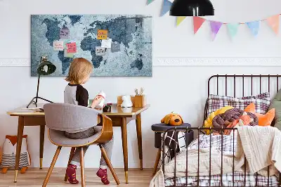 Quadro magnético para desenhar com estampa de mapa-múndi