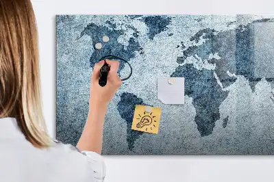 Quadro magnético para desenhar com estampa de mapa-múndi