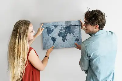 Quadro magnético para desenhar com estampa de mapa-múndi